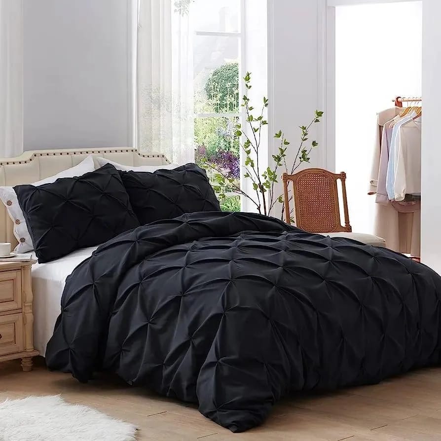 Pinch Pleat Cross Pintuck Duvet Quilt Cover Luxury Duvet Cover Set - Image 4