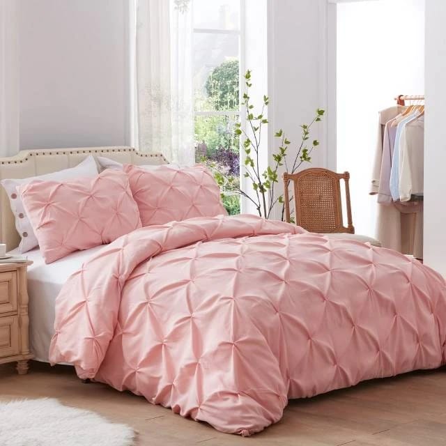 Pinch Pleat Cross Pintuck Duvet Quilt Cover Luxury Duvet Cover Set - Image 5