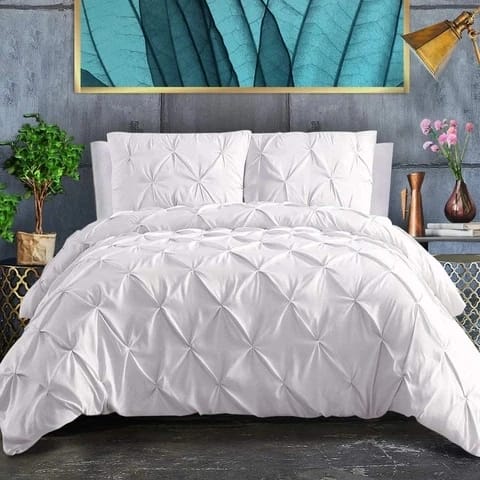 Pinch Pleat Cross Pintuck Duvet Quilt Cover Luxury Duvet Cover Set - Image 6