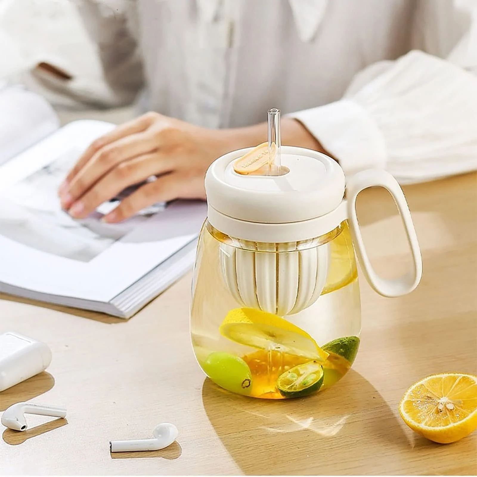 Plastic Water bottle, Teacup With Infuser And Lid - Image 12
