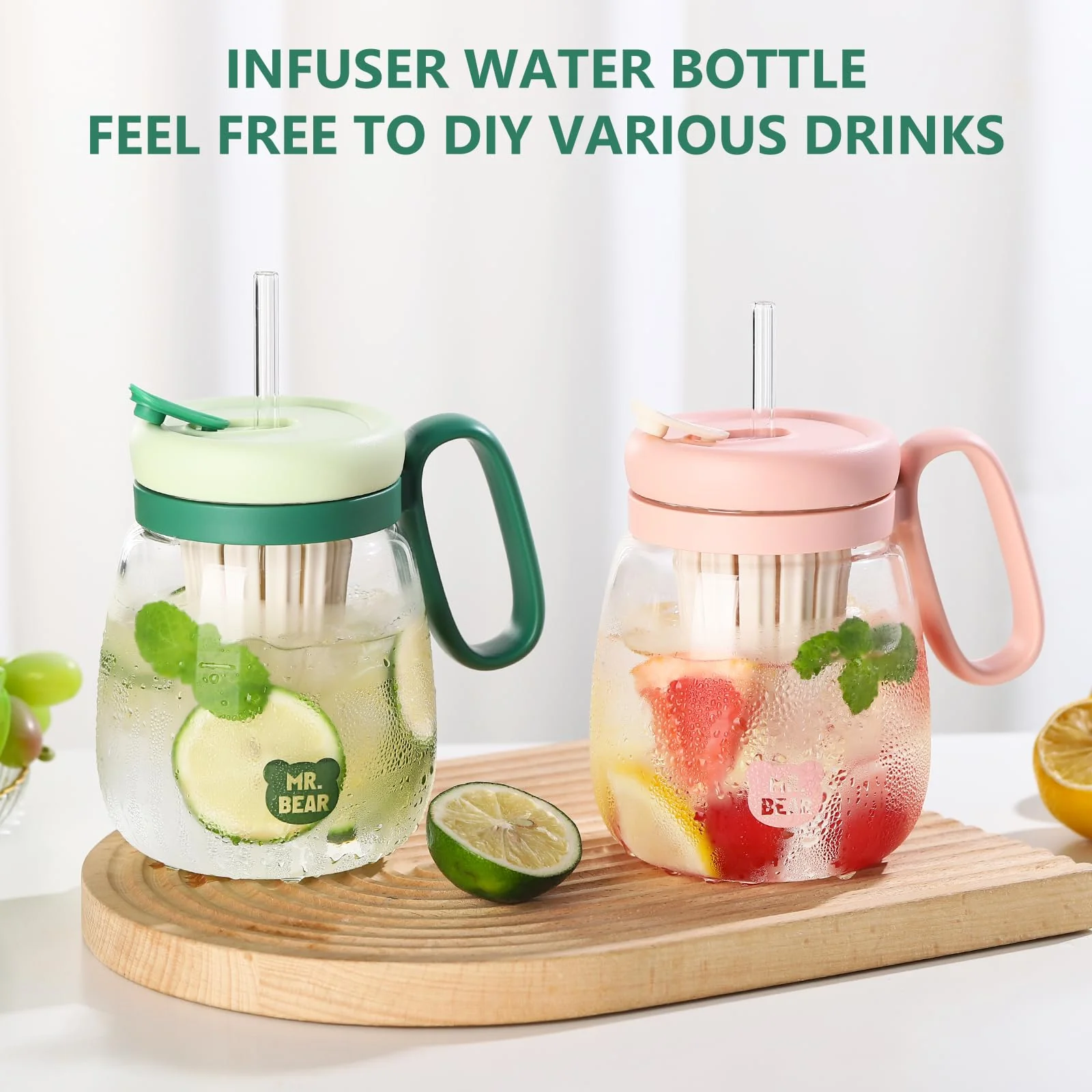 Plastic Water bottle, Teacup With Infuser And Lid - Image 2