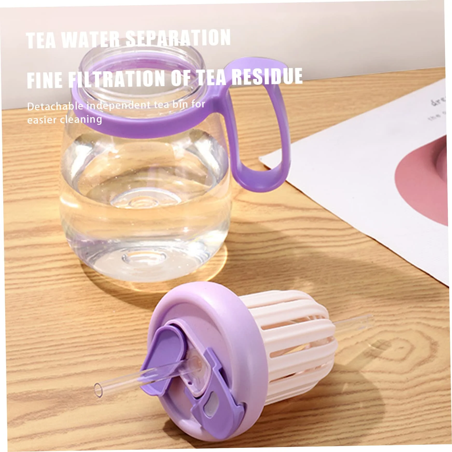 Plastic Water bottle, Teacup With Infuser And Lid - Image 3