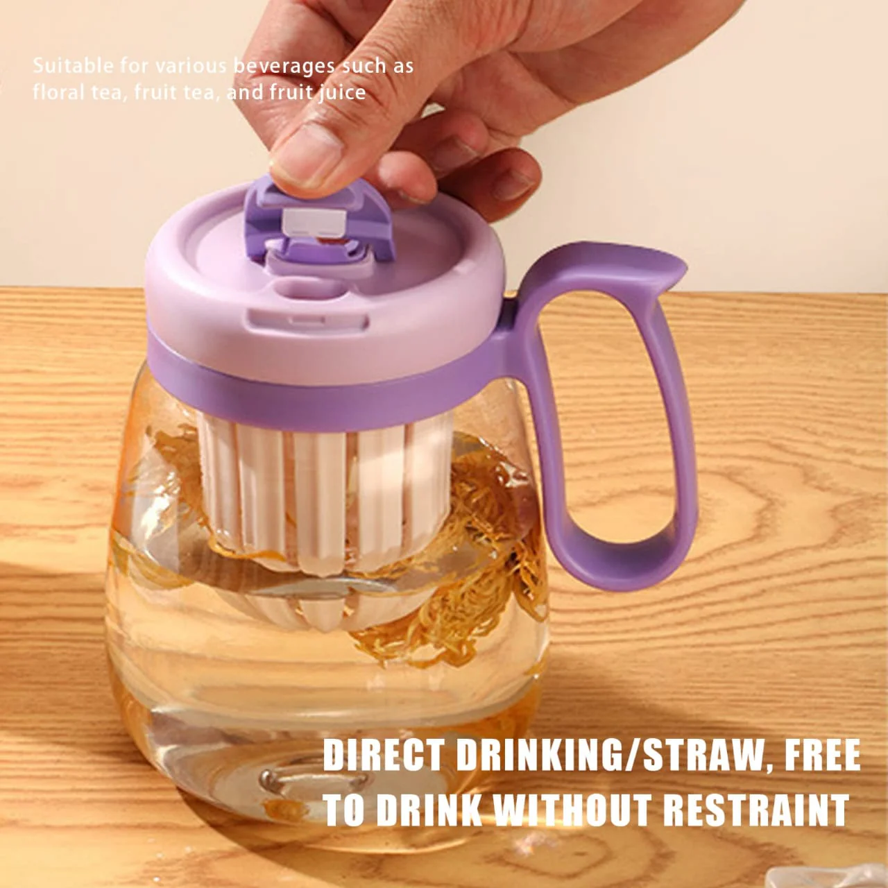 Plastic Water bottle, Teacup With Infuser And Lid - Image 4
