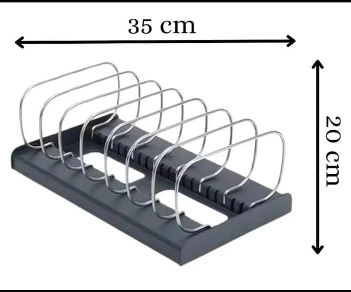 Plate, Lid & Utensil Rack Organiser, Cookware Organiser & Dish Rack with Stainless Steel Dividers - Image 3