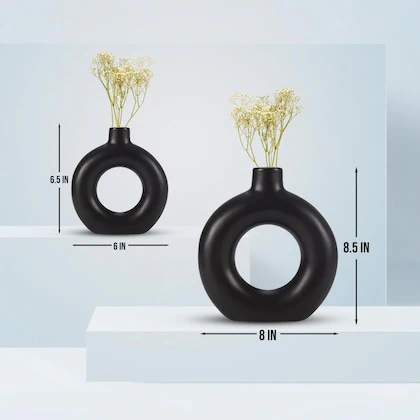 Porcelain ceramic 2in1 elegant decor donut flower vases - Image 3