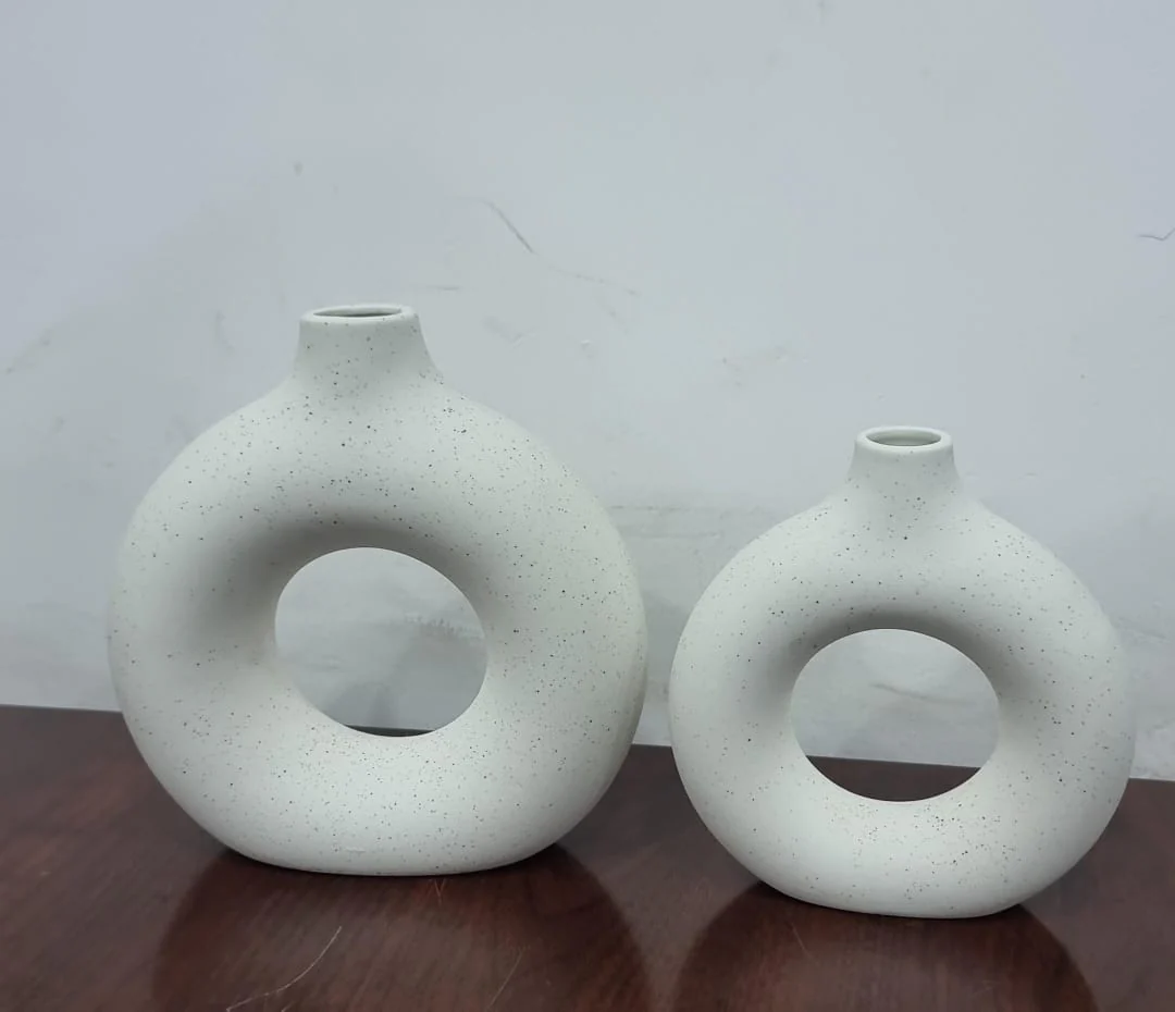 Porcelain ceramic 2in1 elegant decor donut flower vases - Image 5