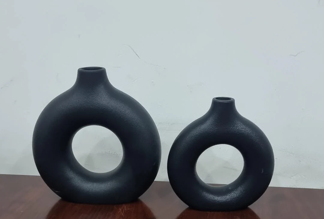 Porcelain ceramic 2in1 elegant decor donut flower vases - Image 6