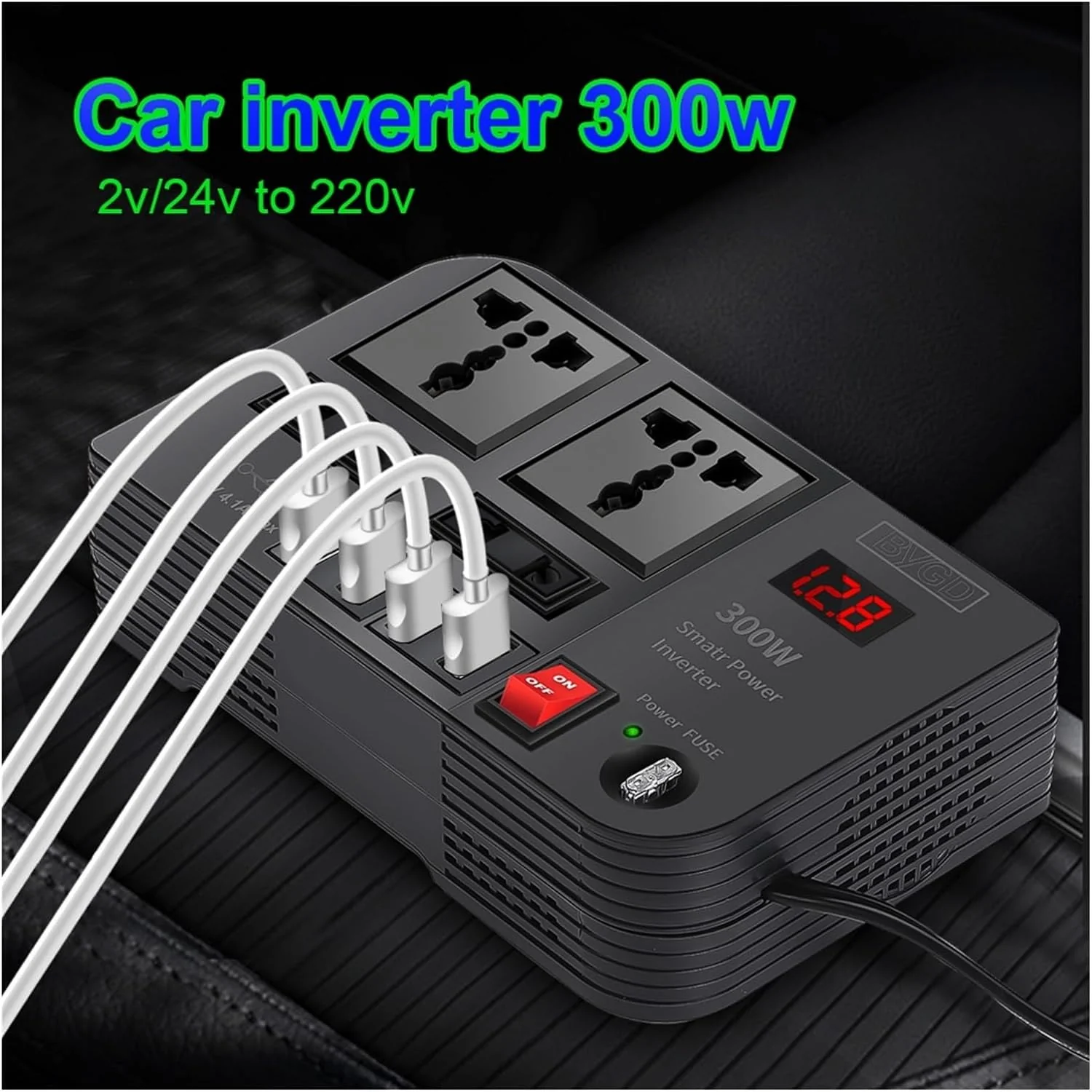 Portable Car Power Inverter Car Charging Adapter DC 12V to AC 220V 300W Converter 4USB Charger Outlet Socket Auto Accessories - Image 3