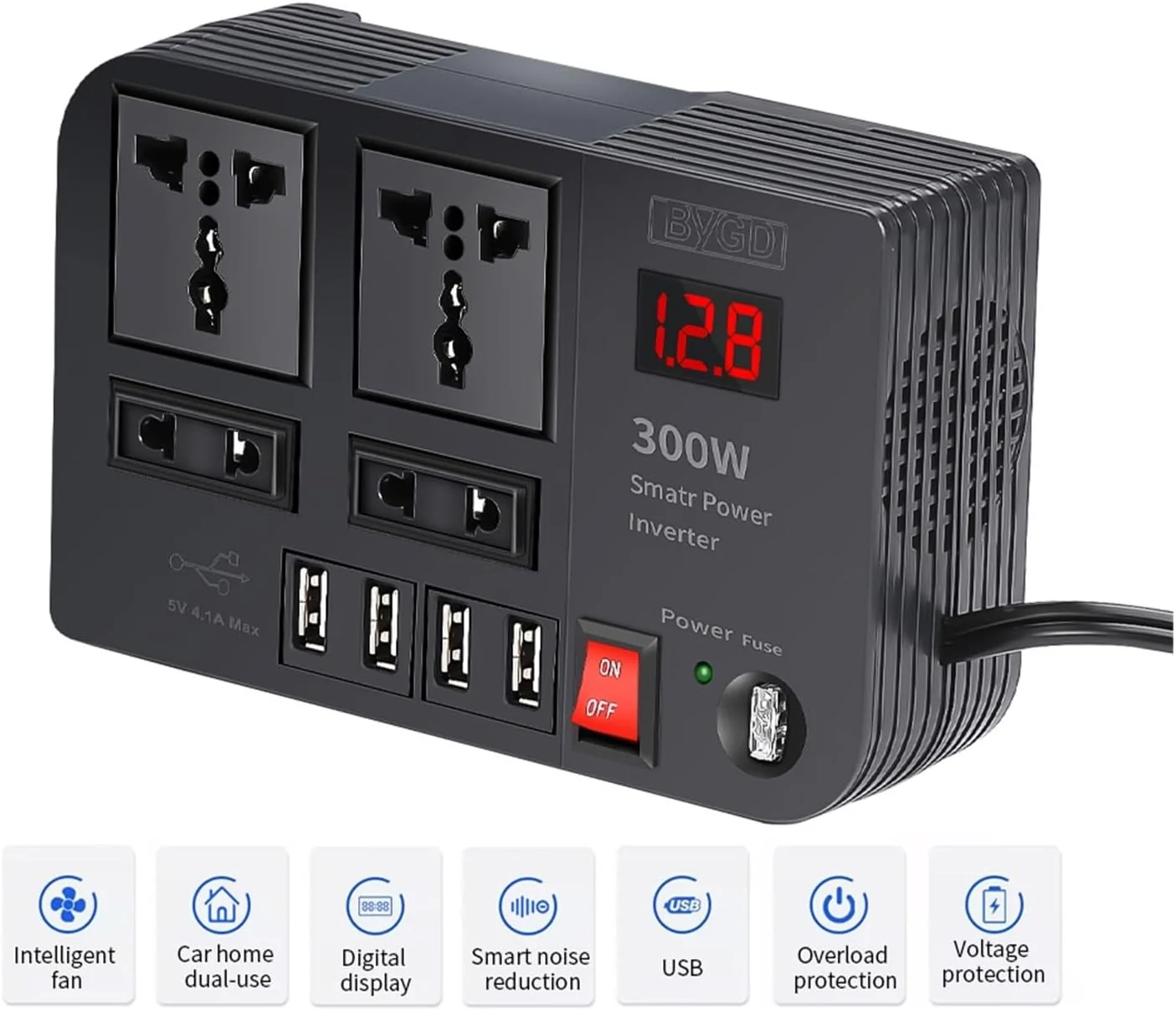 Portable Car Power Inverter Car Charging Adapter DC 12V to AC 220V 300W Converter 4USB Charger Outlet Socket Auto Accessories - Image 4