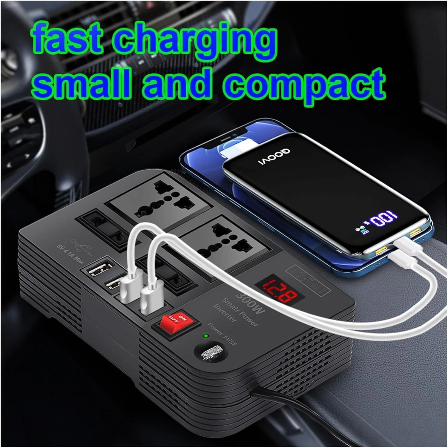 Portable Car Power Inverter Car Charging Adapter DC 12V to AC 220V 300W Converter 4USB Charger Outlet Socket Auto Accessories - Image 5