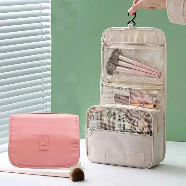 Waterproof Travel Makeup & Toiletry Organizer Bag | Portable Cosmetic Storage Pouch - Image 3