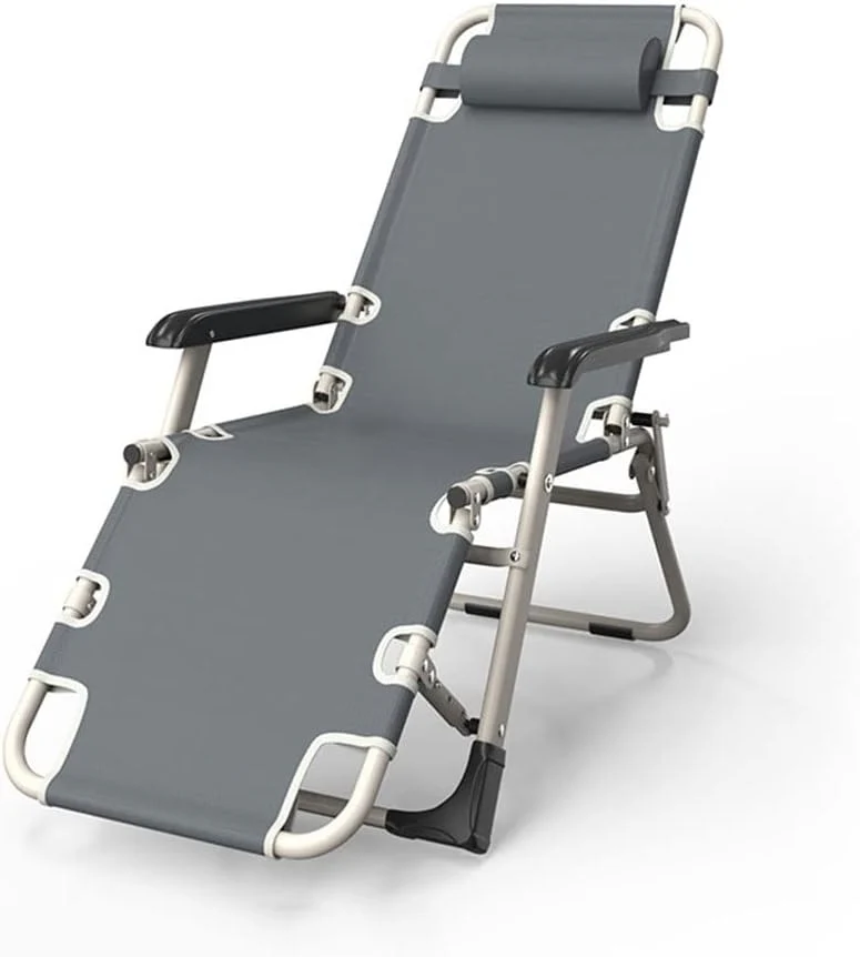 Portable Folding Recliner,Lounge Chair,Outdoor Camping Folding Deck Chair,Household Leisure Noon Break Chair,180 ° Adjustment - Image 2