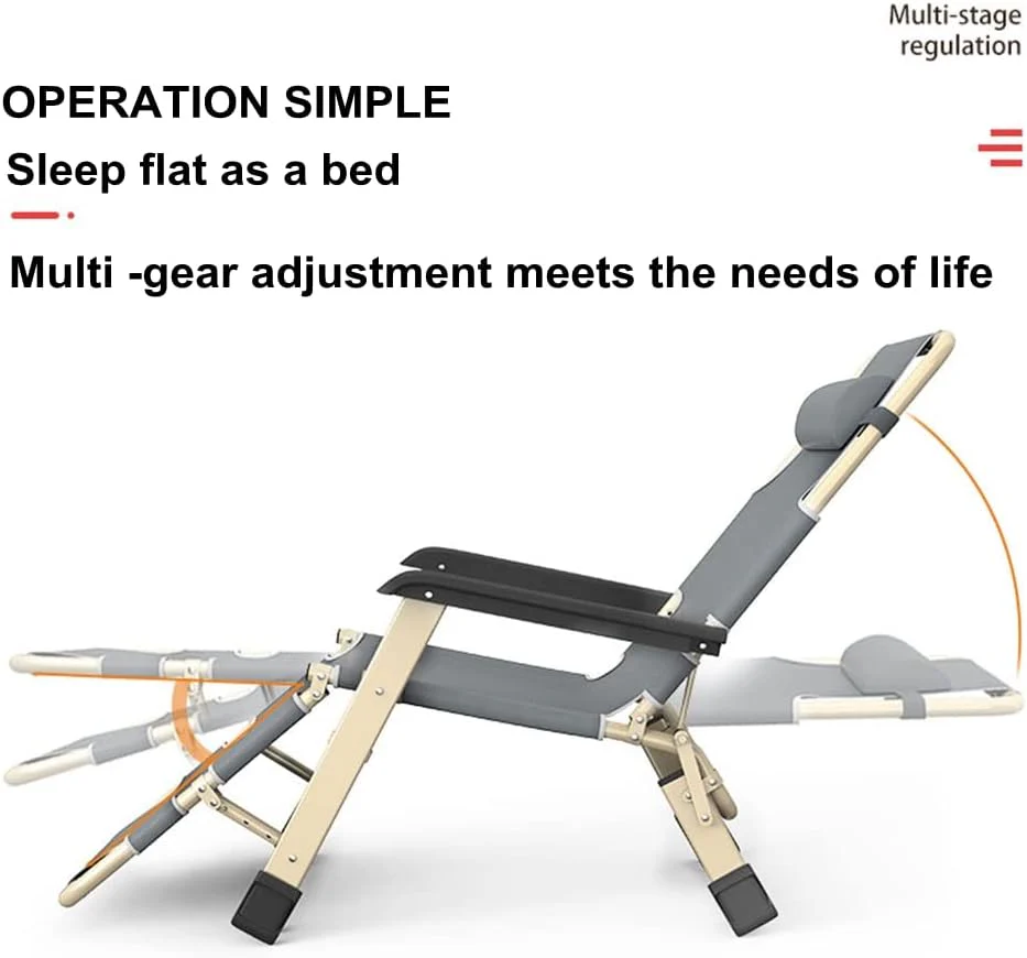 Portable Folding Recliner,Lounge Chair,Outdoor Camping Folding Deck Chair,Household Leisure Noon Break Chair,180 ° Adjustment - Image 3