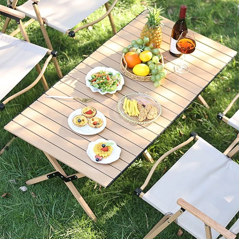 Portable Folding Table, Aluminum Alloy Camping Tables, Picnic Tables, Square Table, Roll Up Top Table, Foldable Desk for Outdoor Cooking - Image 2
