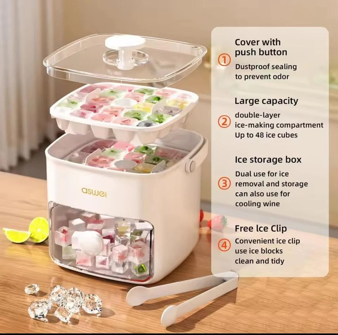 Premium Double Layed Large Capacity 48 Grid Ice Cube maker Tray - Image 6