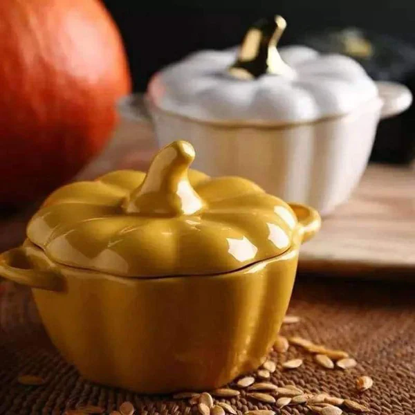 Pumpkin shaped ceramic serving Bowl - Image 2
