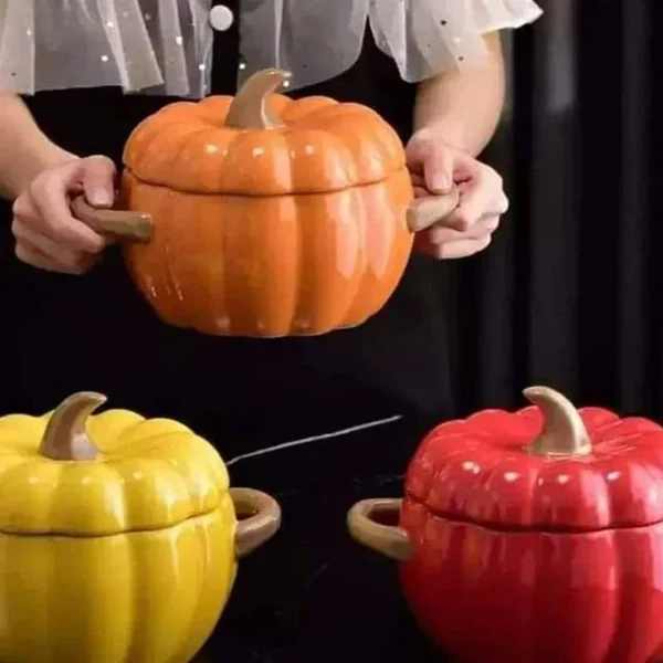 Pumpkin shaped ceramic serving Bowl - Image 3