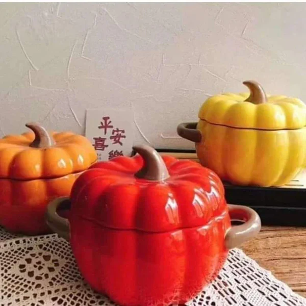 Pumpkin shaped ceramic serving Bowl - Image 4