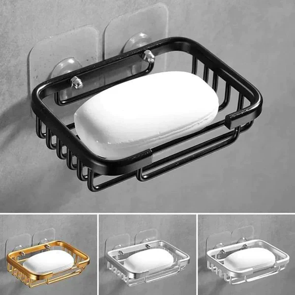 Punch free wall-mounted aluminum drain soap dish holder drainer - Image 2