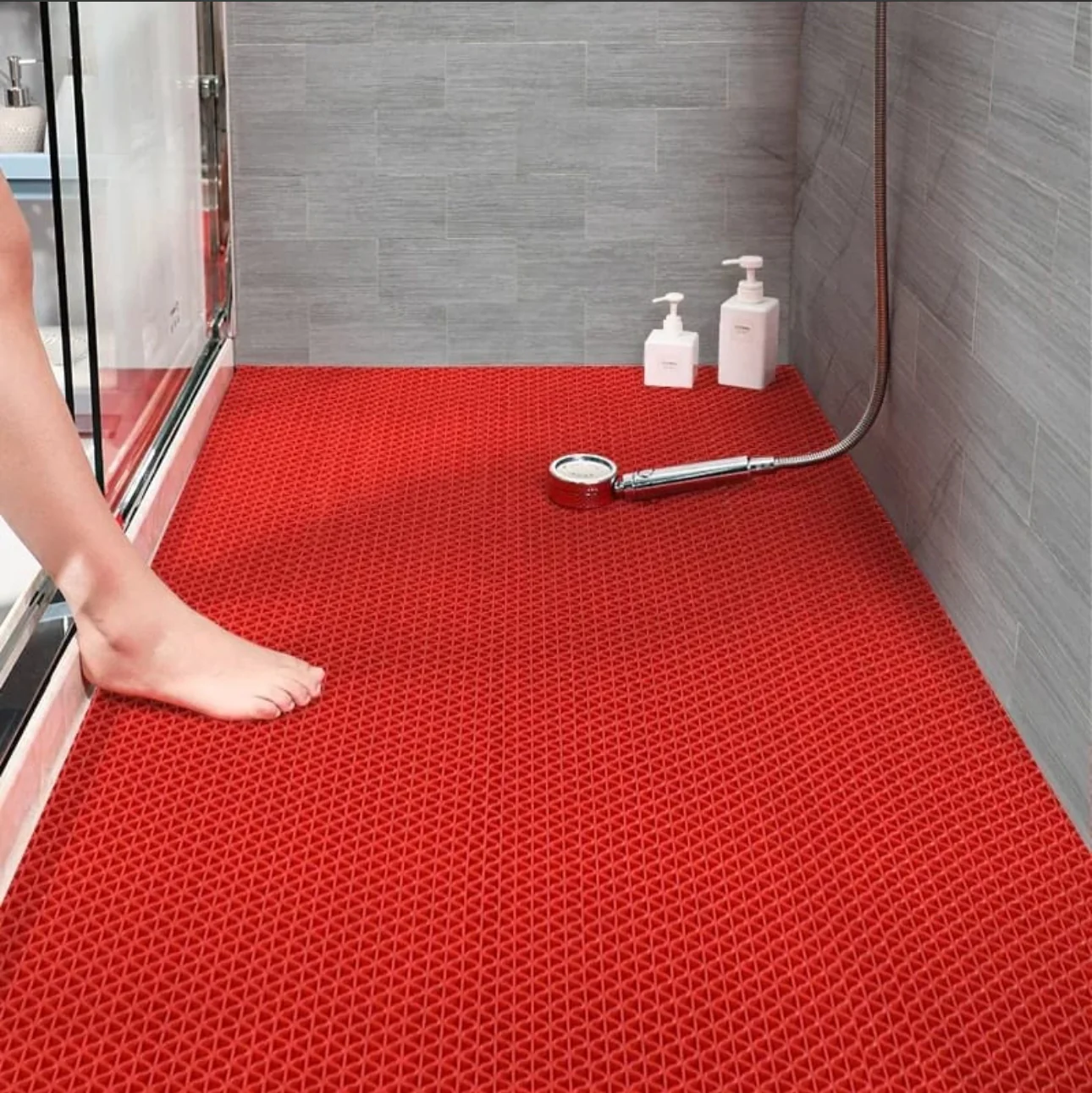 1m by 1m PVC Bath Mat, Shower Mat Bath Mat, Hollow Waterproof, Non-slip Mat, Suitable for Restaurant Entrance, Shower Room, Thickness, 4.5 mm - Image 2