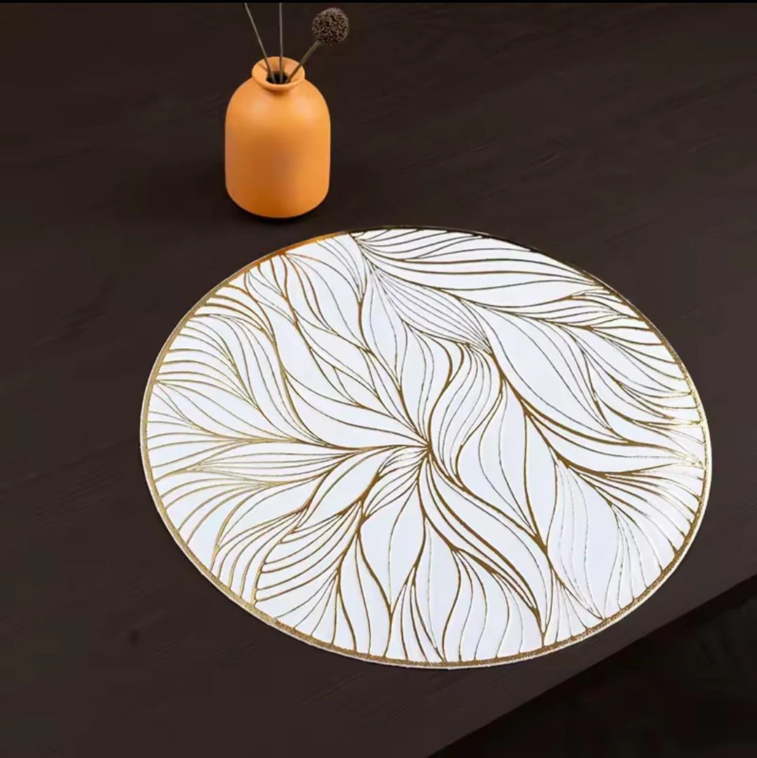 PVC Waterproof Heat Resistant Table Mats & Placemats Set of 6 – Gold Dining Table Mats - Image 2