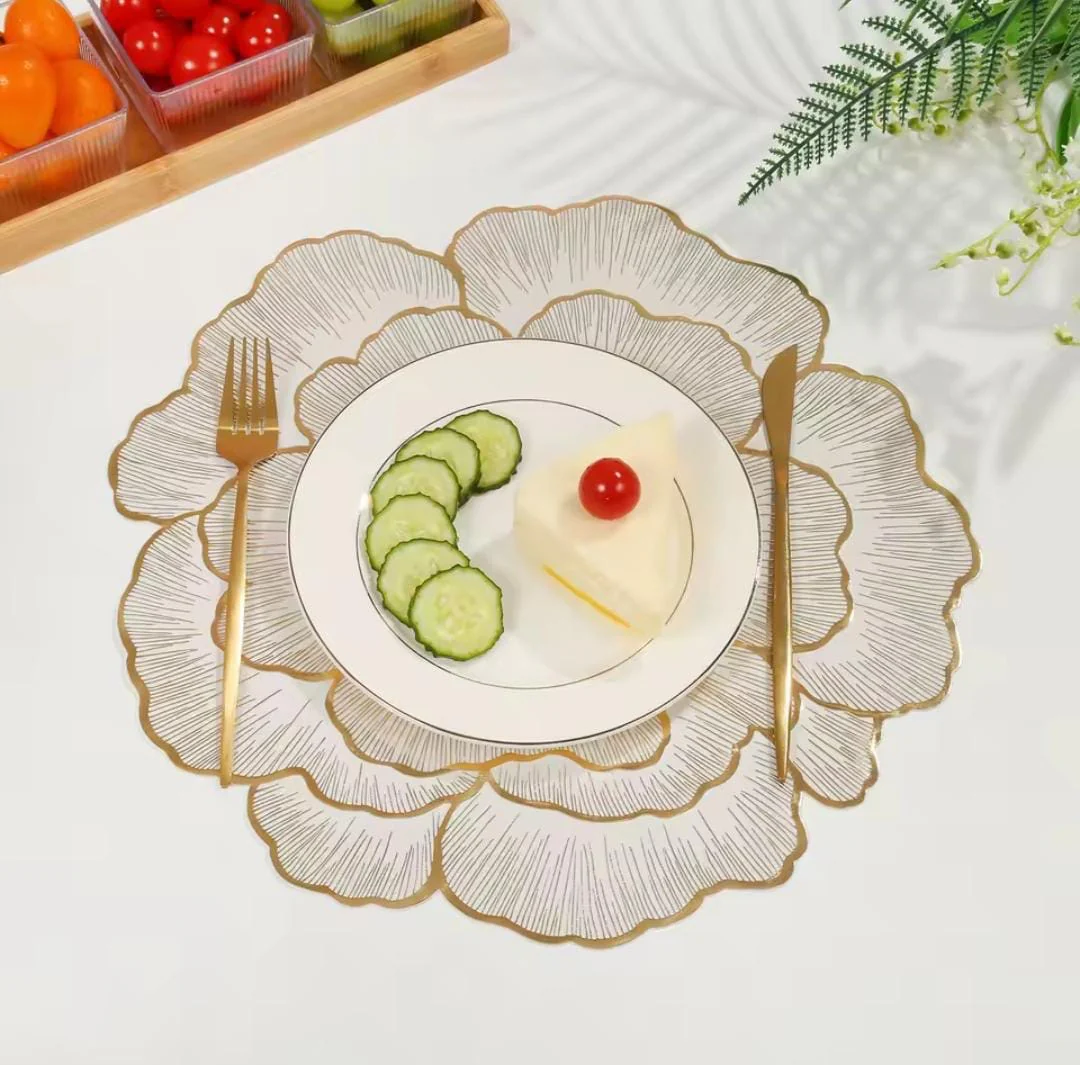 PVC Waterproof Heat Resistant Table Mats & Placemats Set of 6 – Gold Dining Table Mats - Image 3