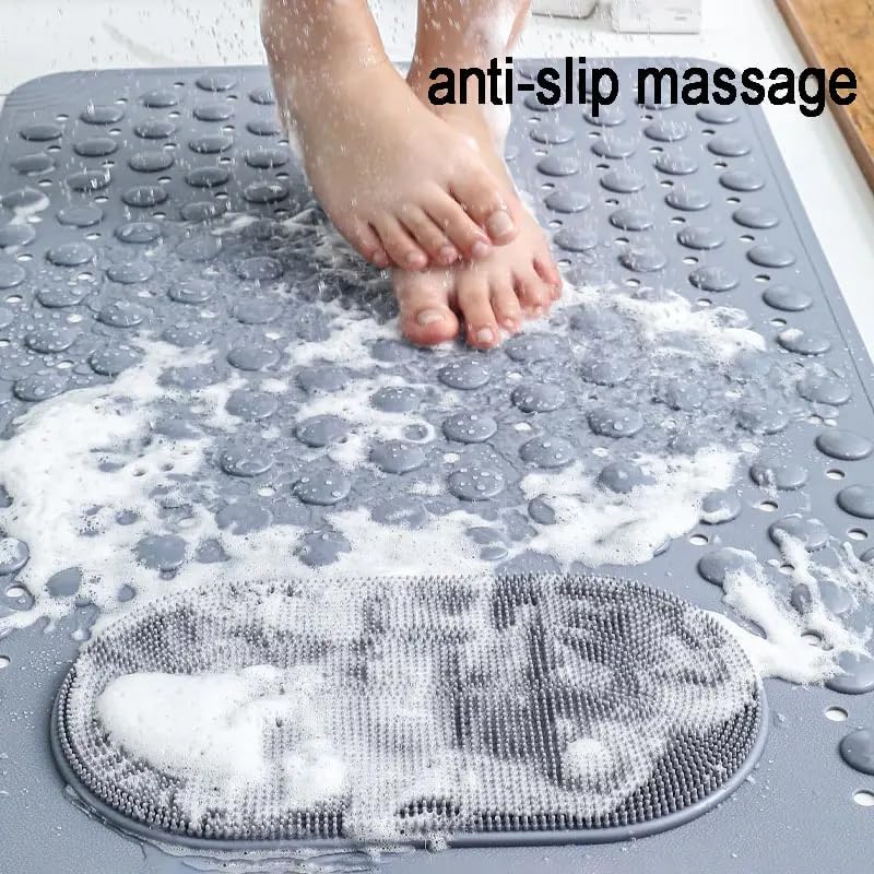 Shower Mat Non Slip - Bathtub Mat with Suction Cups and Drain Holes with Foot Scrubber Massage - Image 10