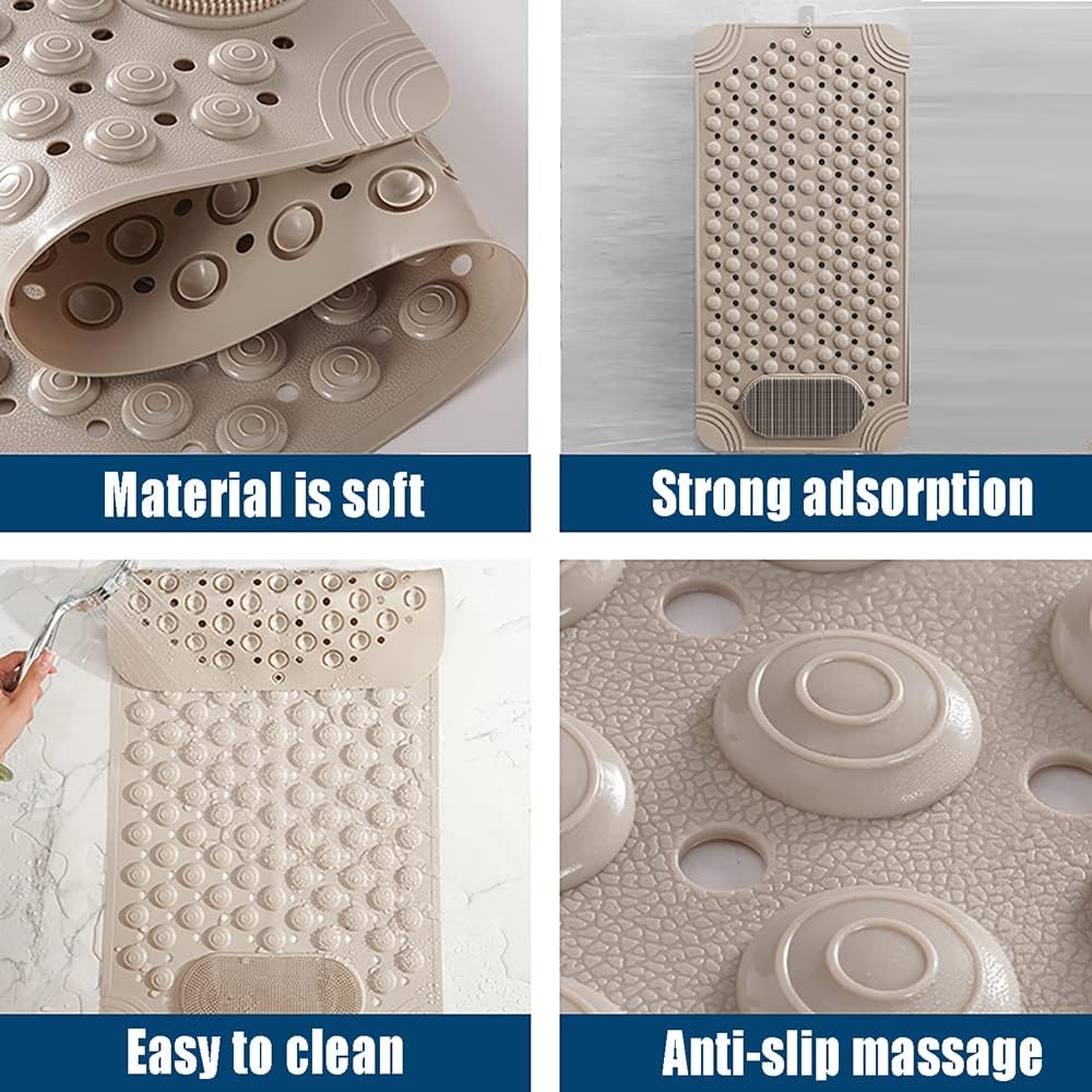 Shower Mat Non Slip - Bathtub Mat with Suction Cups and Drain Holes with Foot Scrubber Massage - Image 18