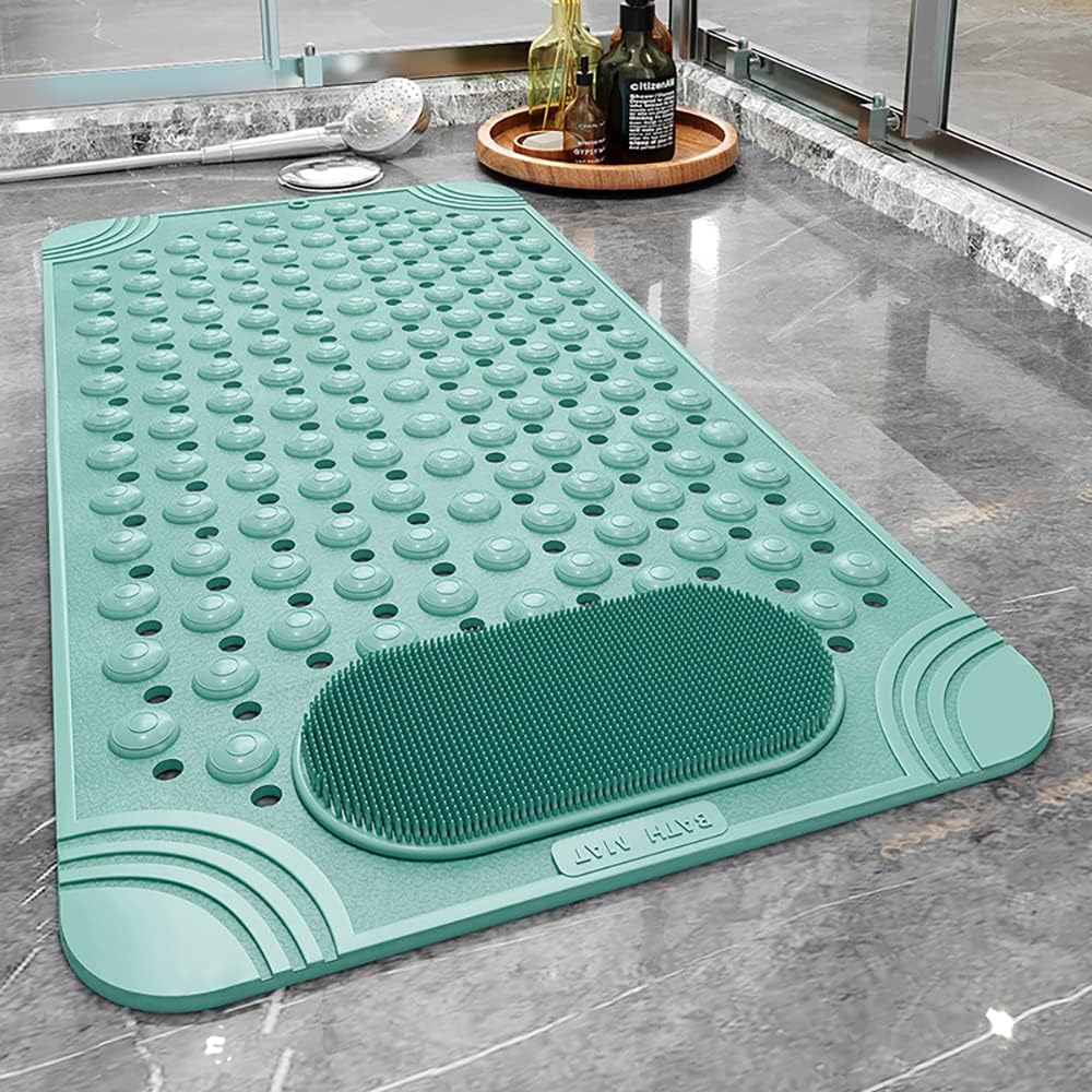Shower Mat Non Slip - Bathtub Mat with Suction Cups and Drain Holes with Foot Scrubber Massage - Image 2