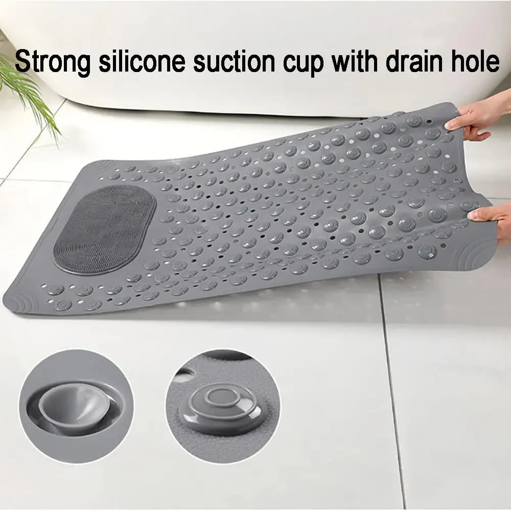 Shower Mat Non Slip - Bathtub Mat with Suction Cups and Drain Holes with Foot Scrubber Massage - Image 25