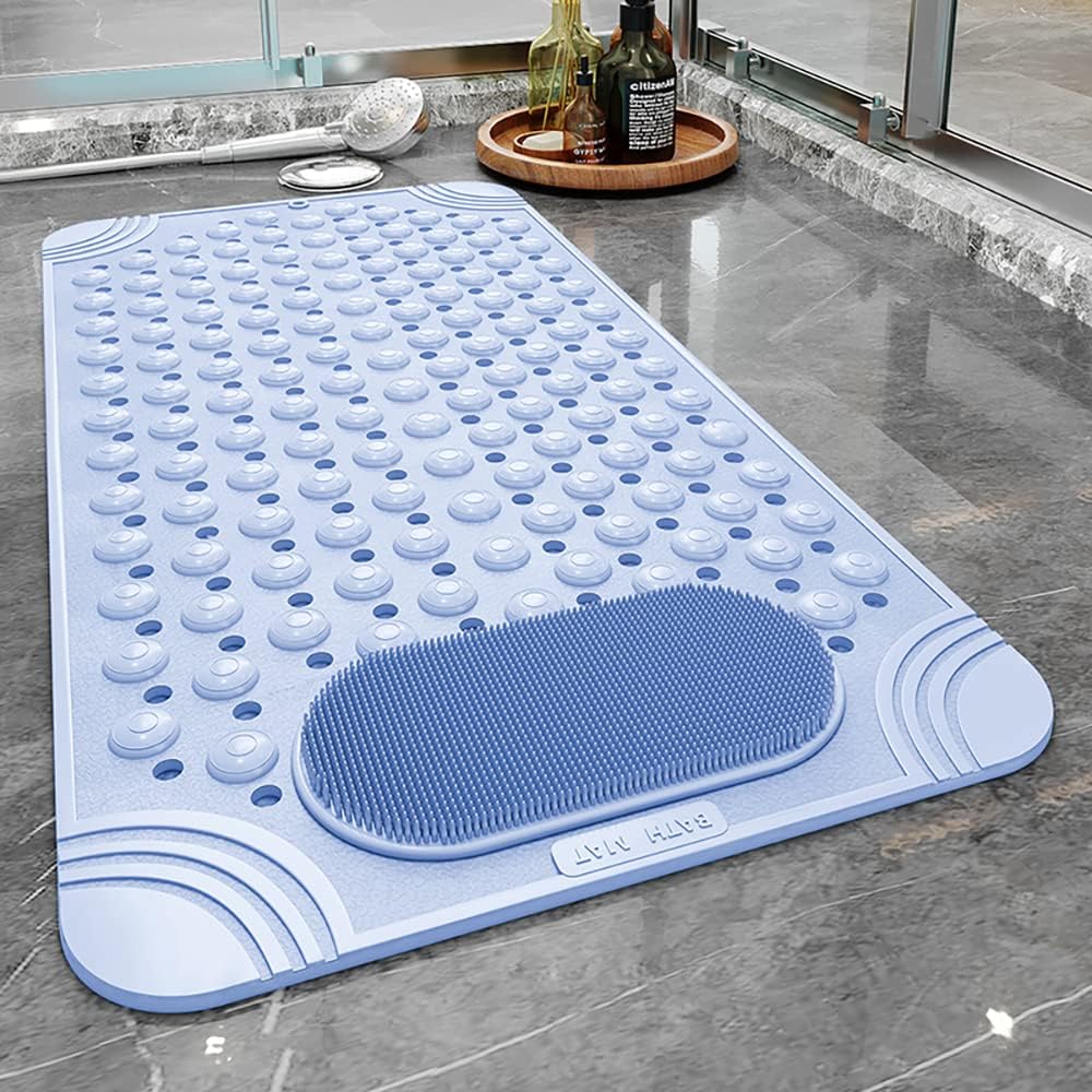 Shower Mat Non Slip - Bathtub Mat with Suction Cups and Drain Holes with Foot Scrubber Massage - Image 3
