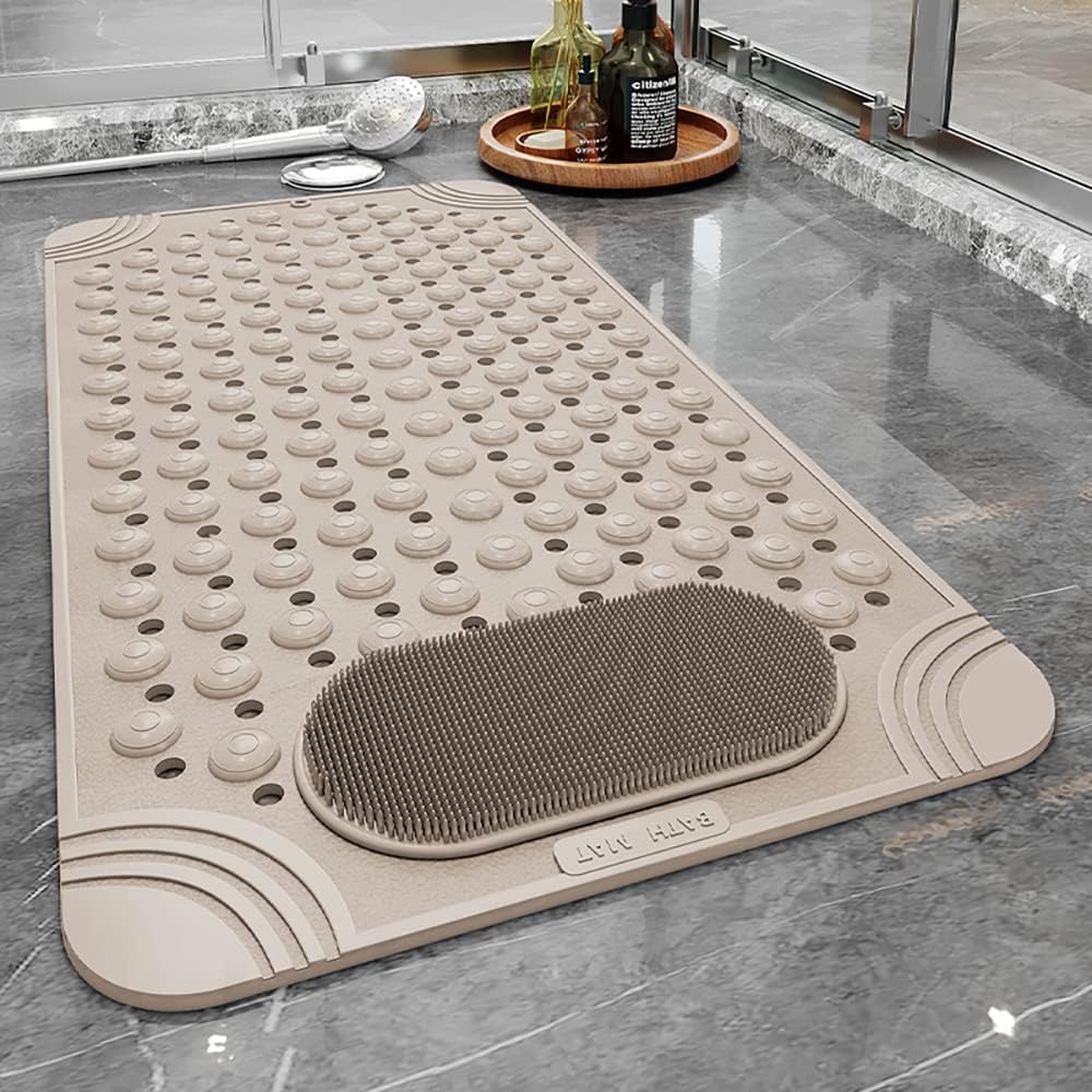 Shower Mat Non Slip - Bathtub Mat with Suction Cups and Drain Holes with Foot Scrubber Massage - Image 4