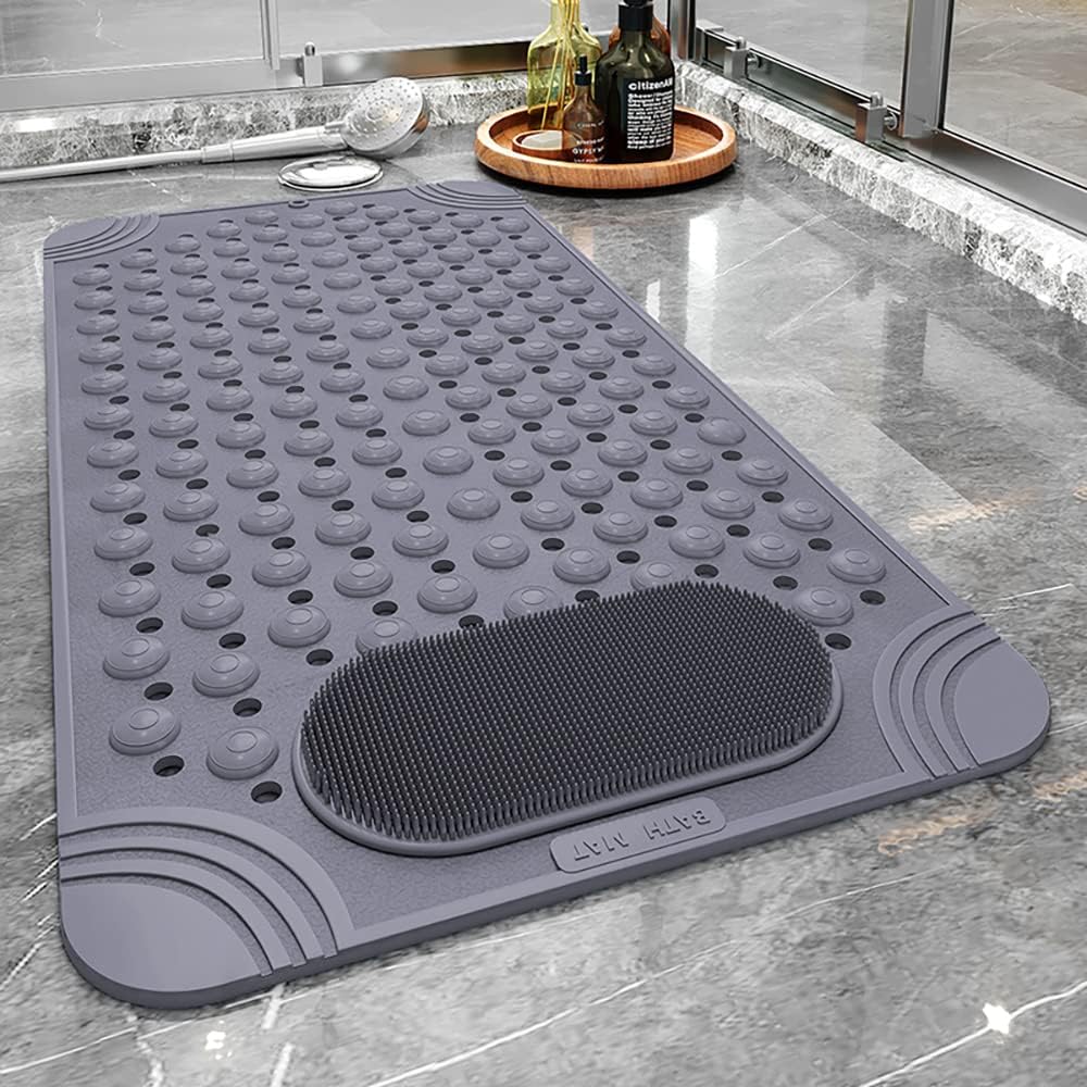 Shower Mat Non Slip - Bathtub Mat with Suction Cups and Drain Holes with Foot Scrubber Massage - Image 5