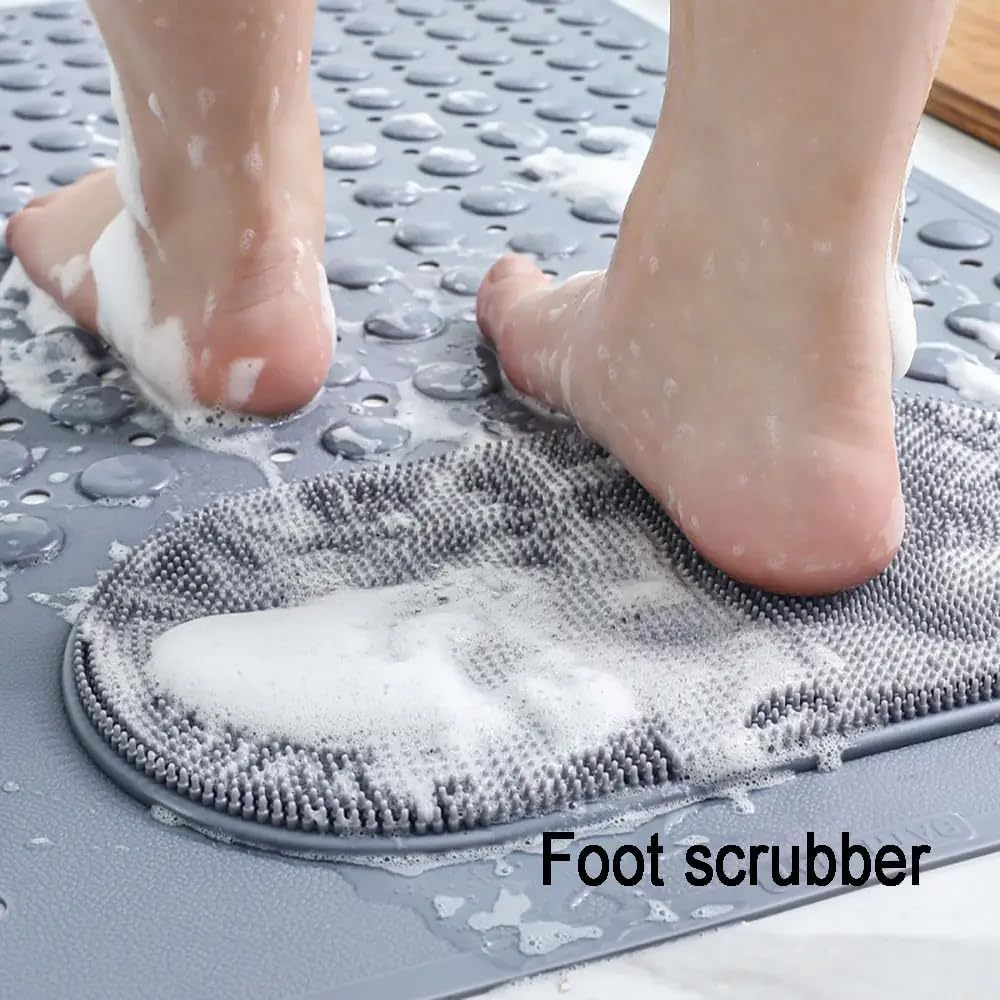 Shower Mat Non Slip - Bathtub Mat with Suction Cups and Drain Holes with Foot Scrubber Massage - Image 7