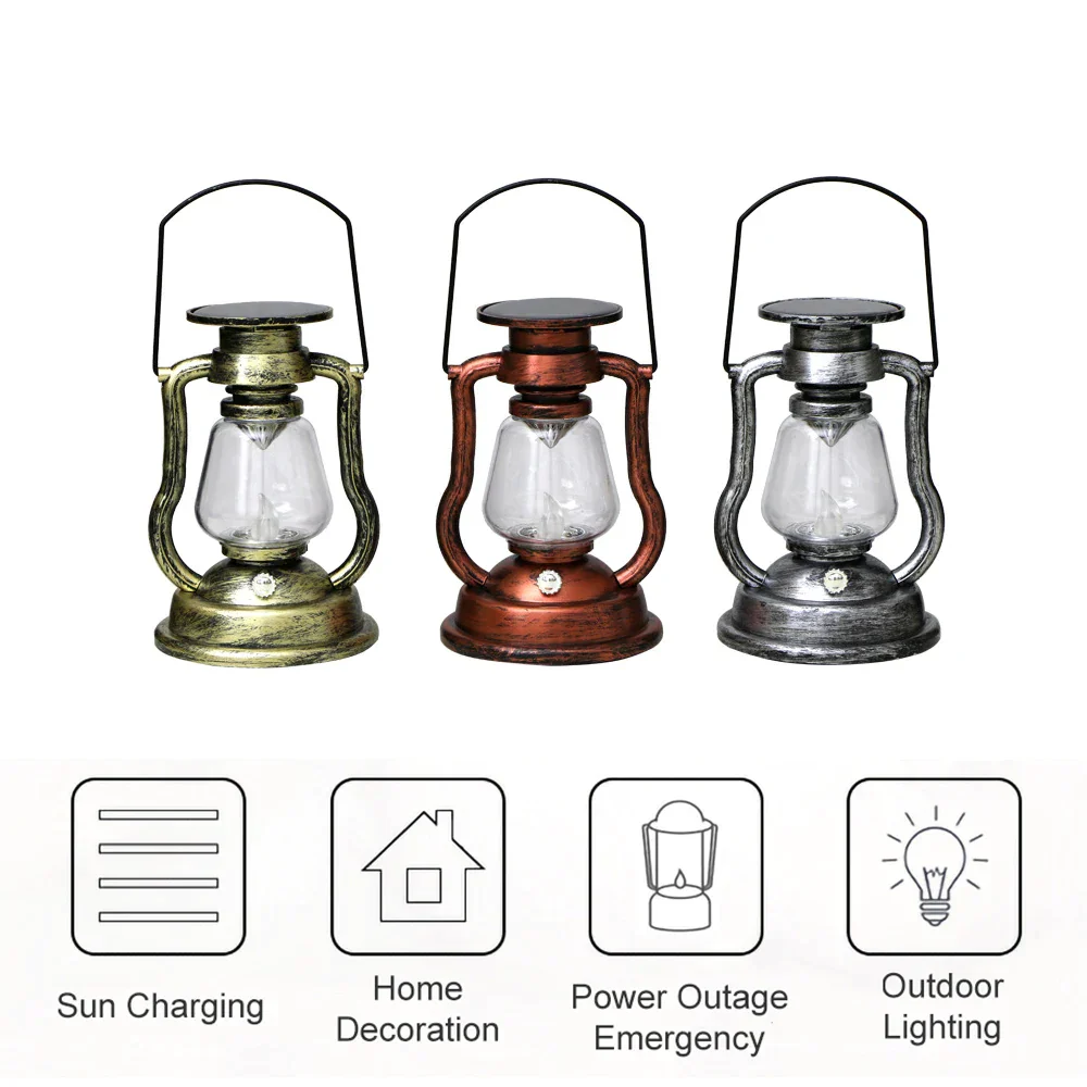 Ramadan Lantern Solar Battery Rechargeable Camping Light LED Outdoor Lighting Candle Flame Tent Lantern Lamp Camping Supplies - Image 2