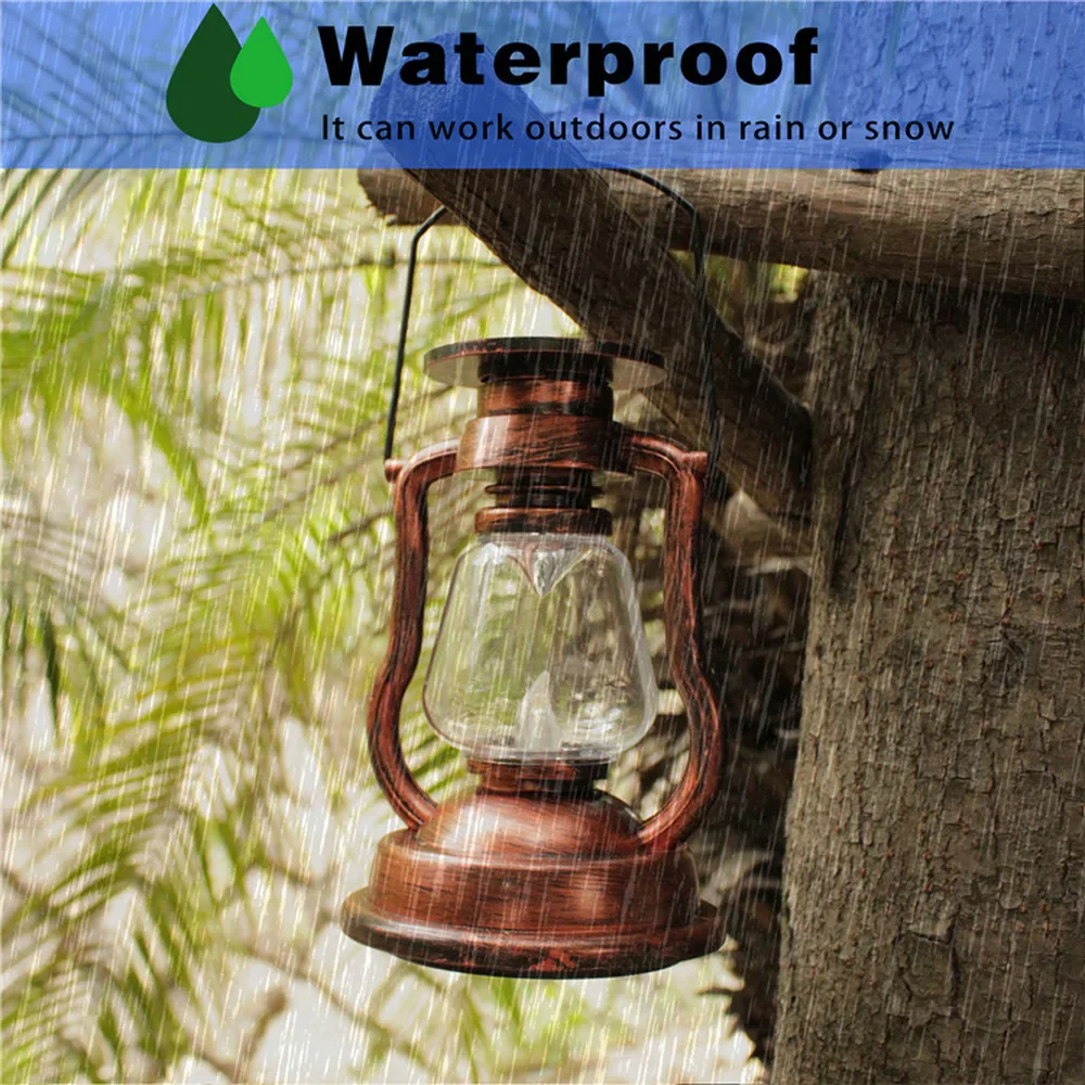 Ramadan Lantern Solar Battery Rechargeable Camping Light LED Outdoor Lighting Candle Flame Tent Lantern Lamp Camping Supplies - Image 3