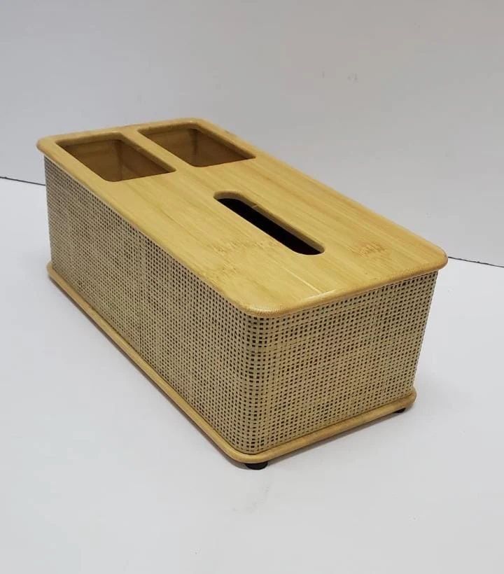 Rattan Serviette & Napkin Holder, Condiment Caddy & Menu Holder – 3-in-1 Modern Dining Table Organiser - Image 3