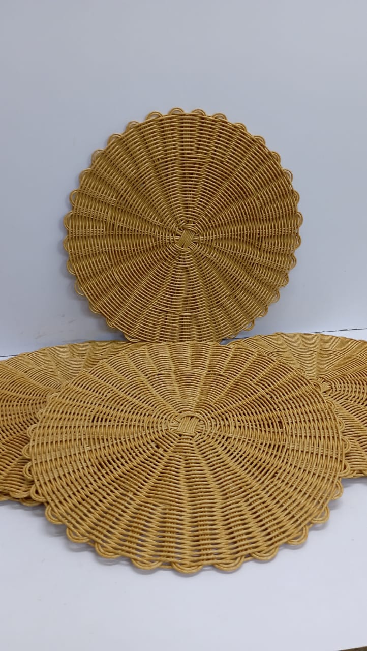 Rattan Round Table Mats & Placemats Set of 6 – Natural Woven Dining Mats 33cm - Image 2