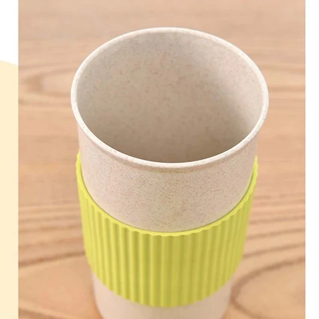 Re-usable 350ml Wheat Straw Travel Coffee Mugs Cup with Lid and Stir Easy to Go Portable Mug for Outdoor Camping Hiking Picnic - Image 3