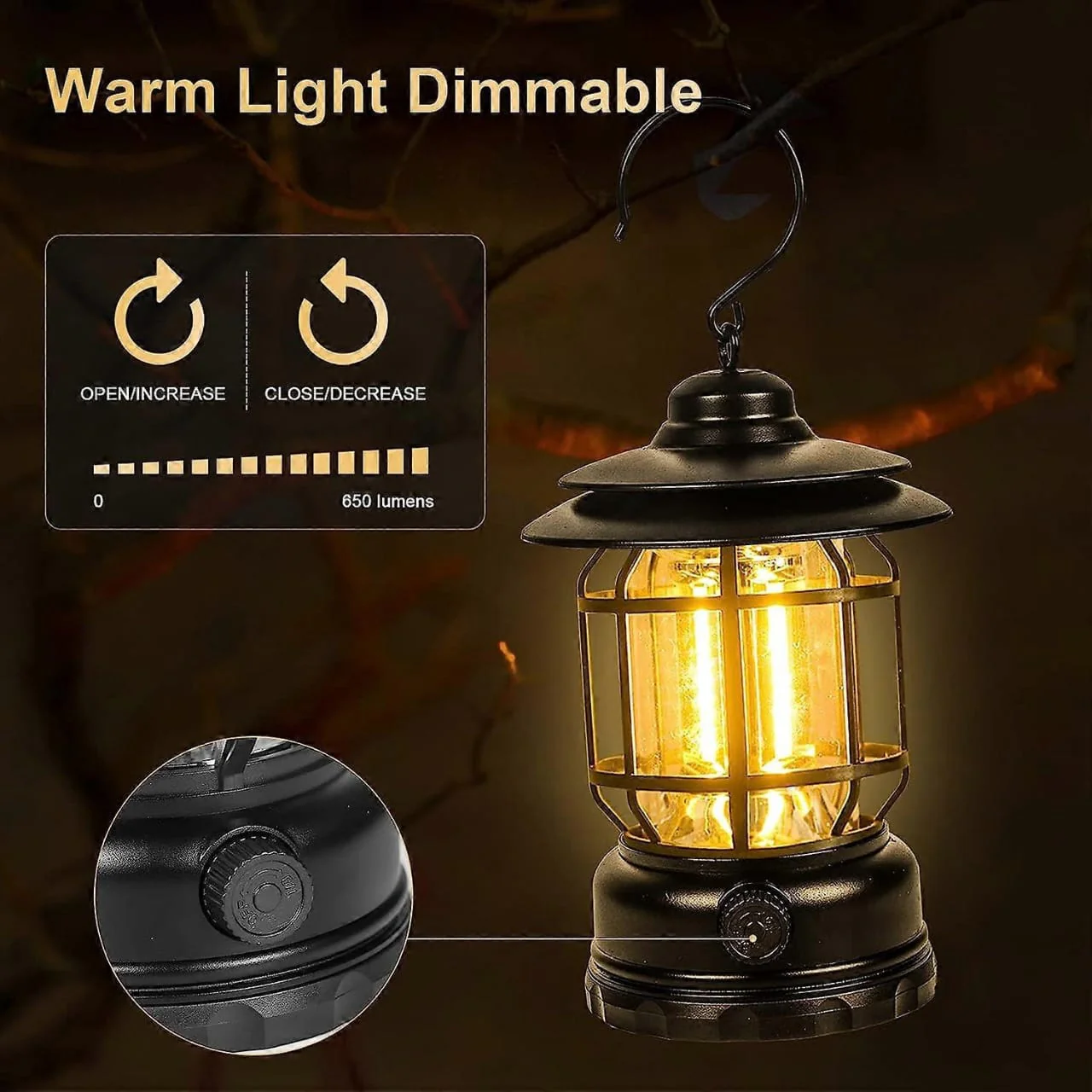 Rechargable Dimmable camping lamp (800mAh battery) - Image 4