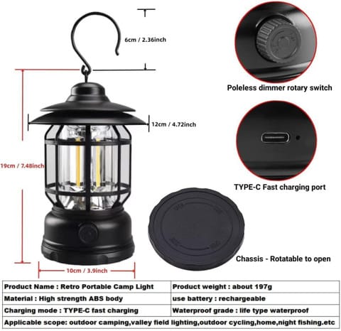 Rechargable Dimmable camping lamp (800mAh battery) - Image 9