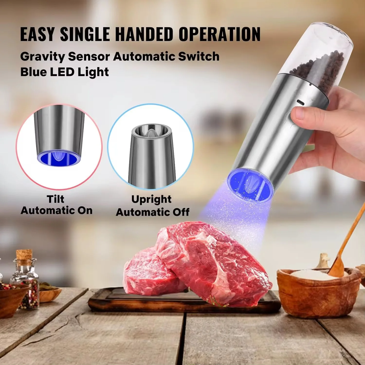Rechargeable Electric Salt and Pepper Grinder - Image 4