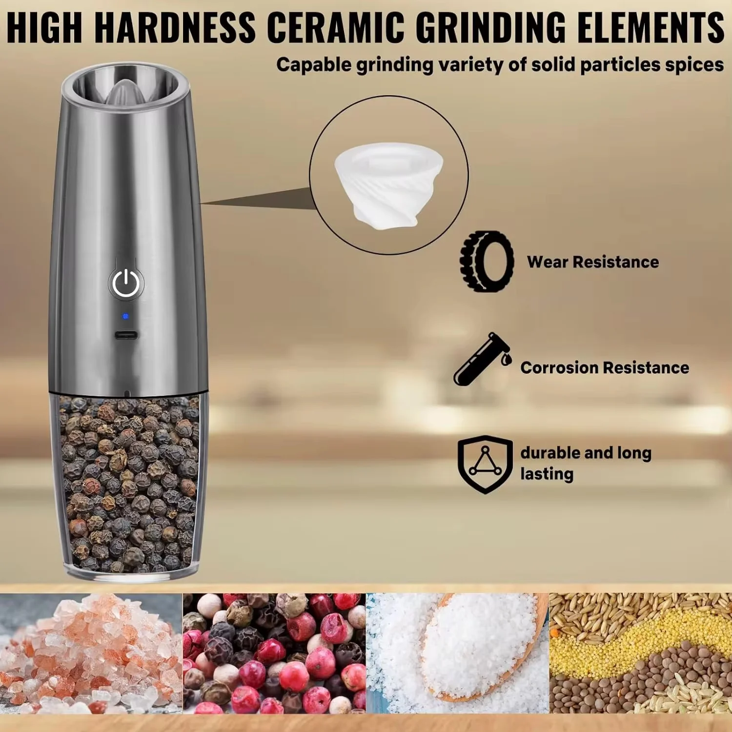 Rechargeable Electric Salt and Pepper Grinder - Image 5