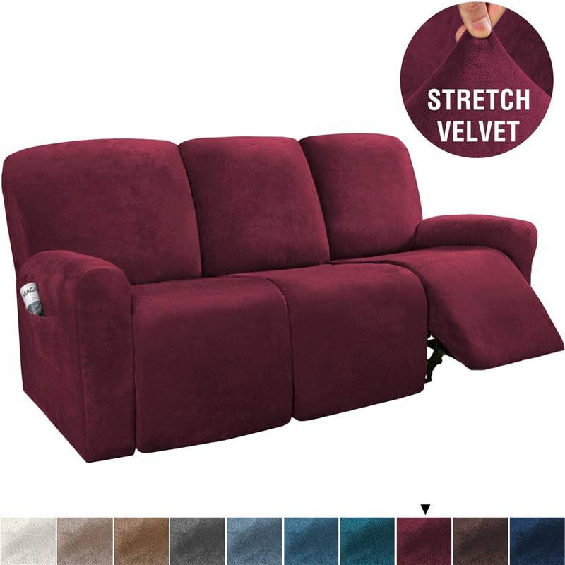 Recliner Sofa Covers Velvet Stretch Reclining Couch Covers - Image 5