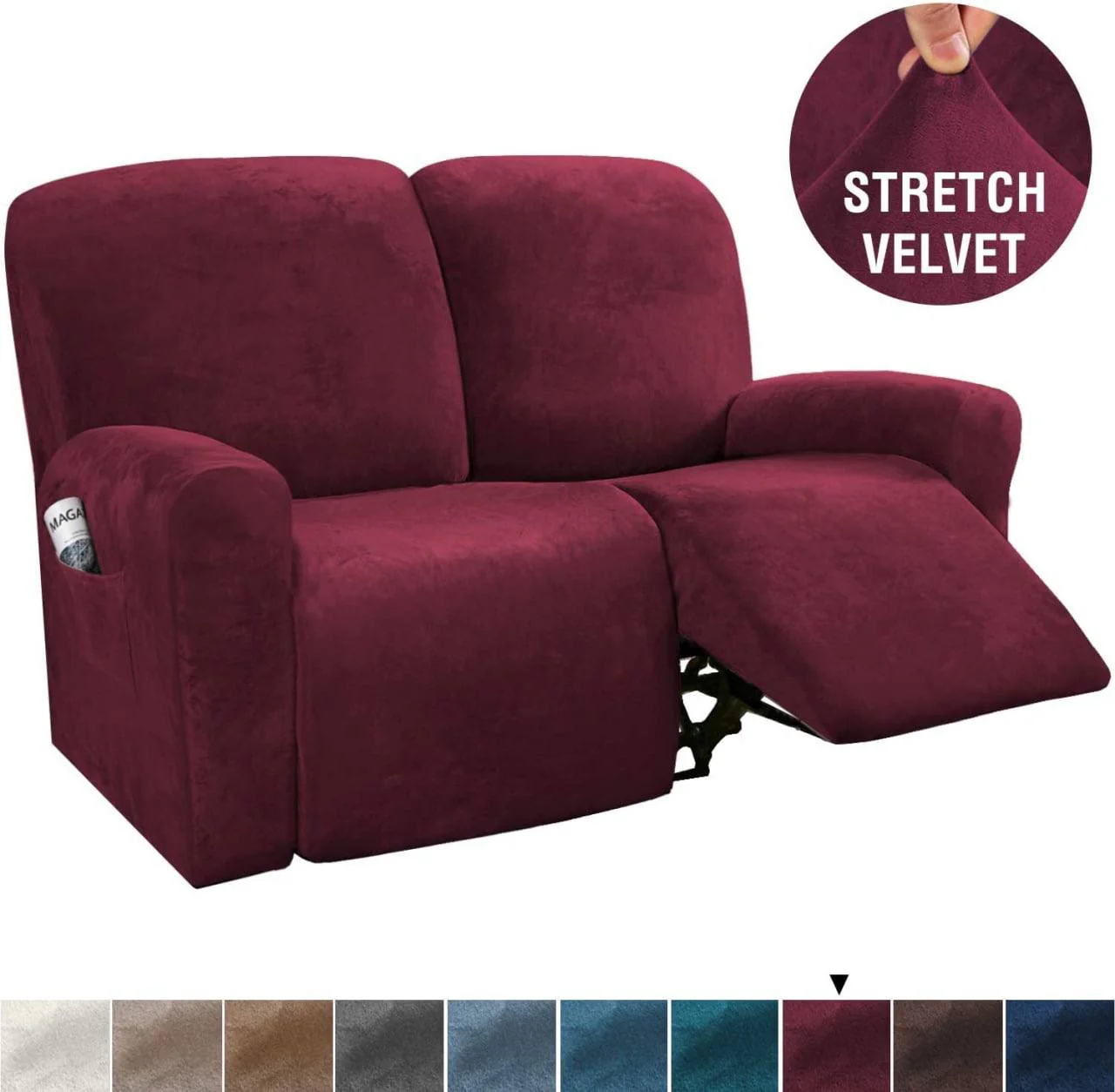 Recliner Sofa Covers Velvet Stretch Reclining Couch Covers - Image 6
