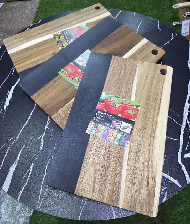 Rectangular Acacia Wood Cutting Board with Natural Marble Inlay Double-Sided Serving & Chopping Board - Image 4