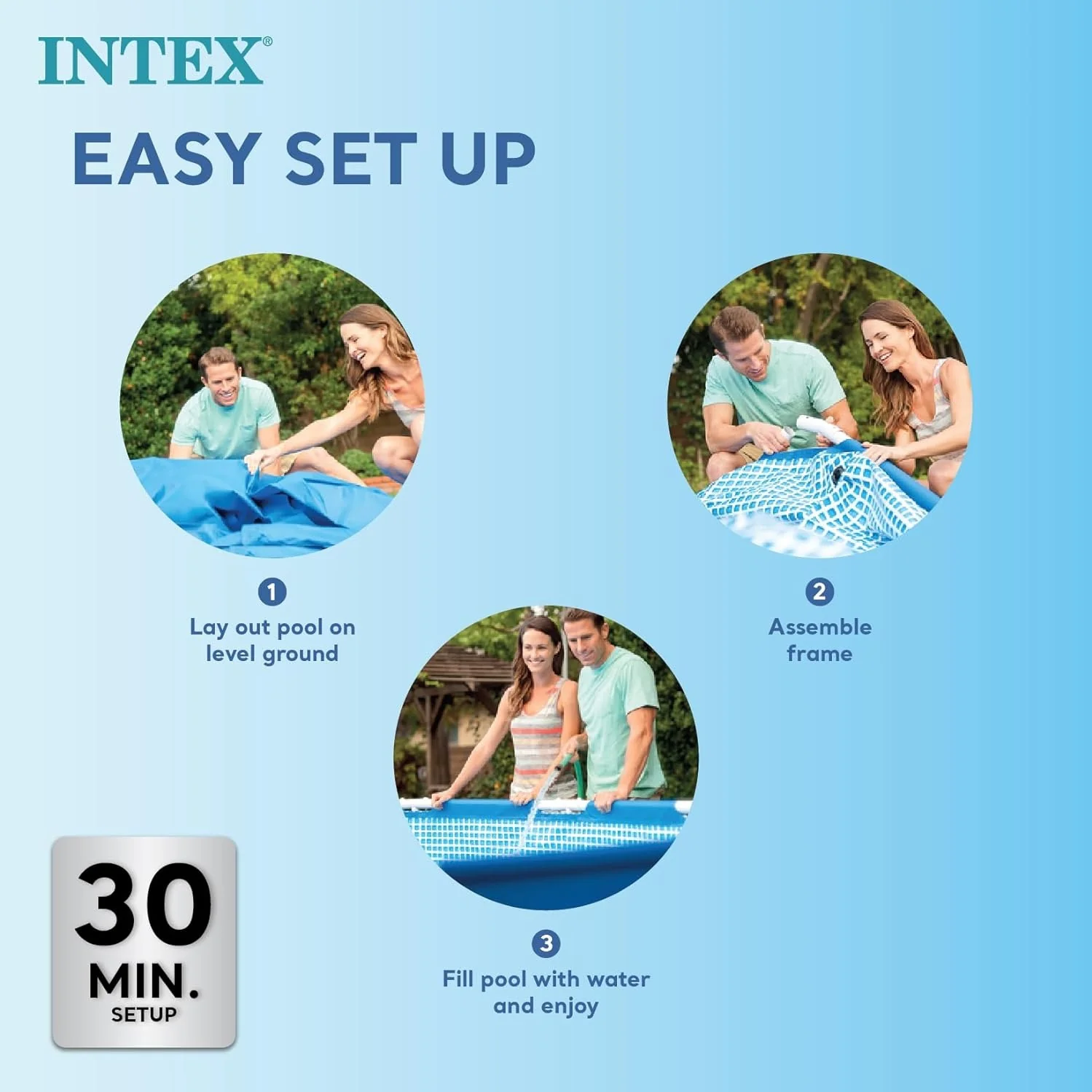 Rectangular Frame Above Ground Quick Easy Set Up Backyard Outdoor Swimming Pool with Drain Plug for Ages 6 and Up 300 x 200 x 75 cm - Image 3