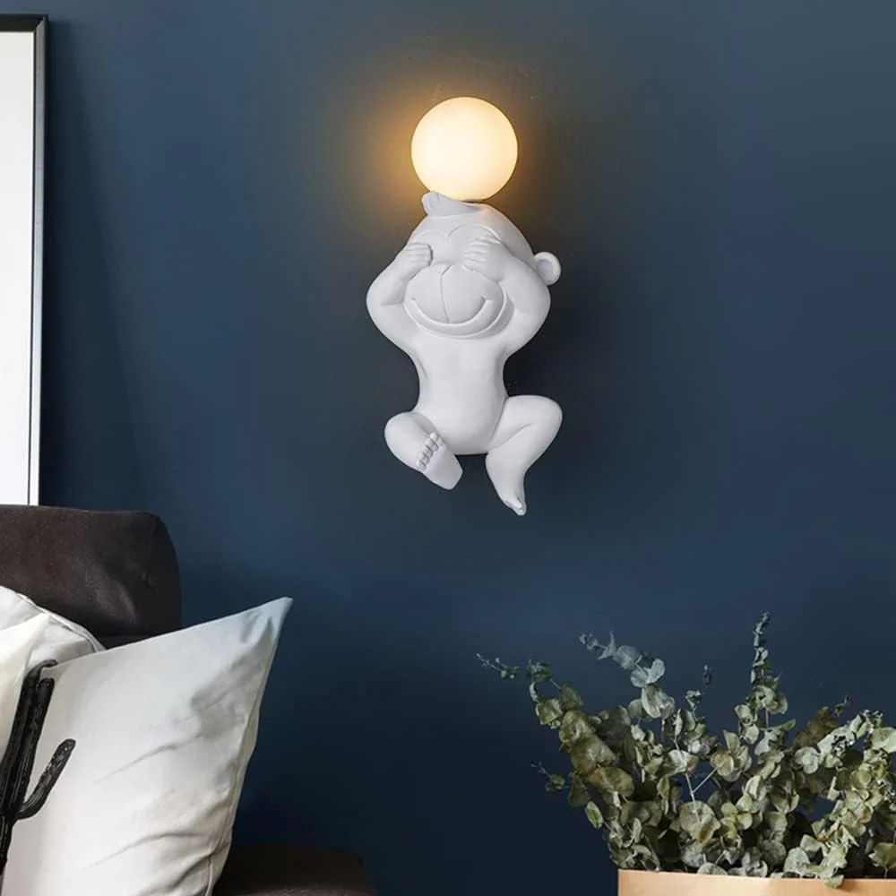 Resin Monkey Bear Wall Lamp Wall Art Decor Astronaut Wall Lamps - Image 2