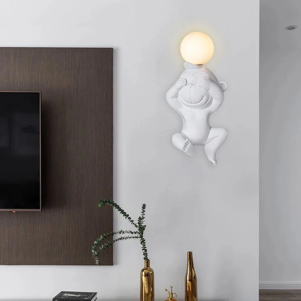 Resin Monkey Bear Wall Lamp Wall Art Decor Astronaut Wall Lamps - Image 5