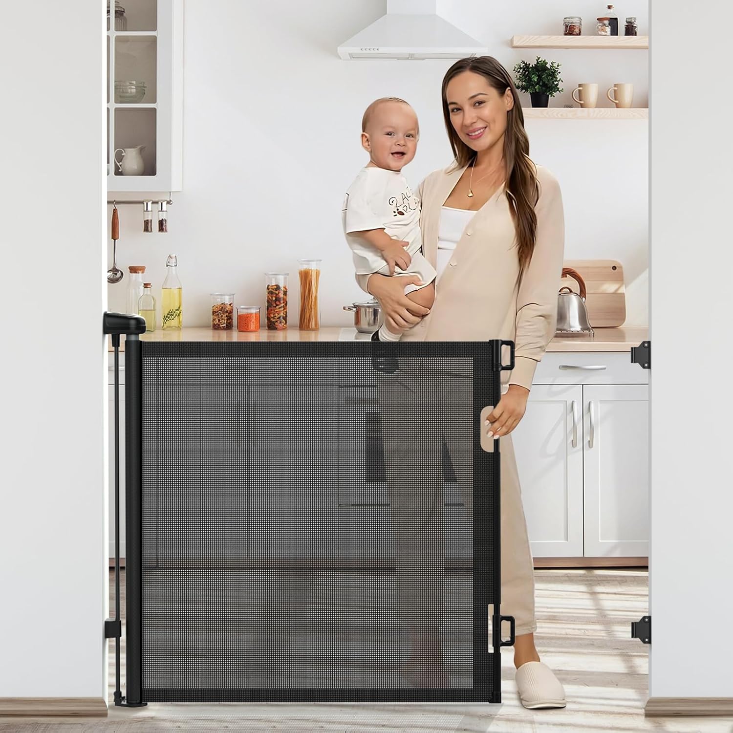 Retractable Baby Gate – 1.4m Extra Wide Mesh Safety Gate for Doorways & Staircases - Image 4